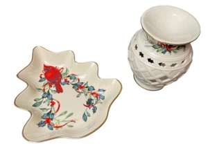 Lenox WINTER GREETINGS Christmas Tree Candy Dish & Wax Warmer Excellent Cond. - Picture 1 of 12