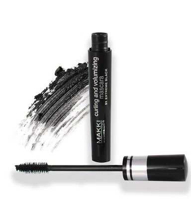 MAKKI CURLING & VOLUMIZING MASCARA EXTREME BLACK VOLUME LONG STAY LONGER EYELASH - Image 1 of 4