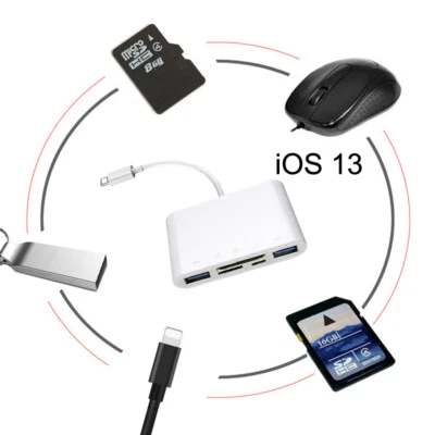 IOS14 SD TF USB 3.0 Card Reader Mouse U Flash Disk Drive OTG Adapter for iPhone - Image 1 of 4