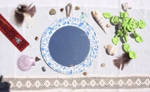 Hand Crafted Mosaic Sea Glass Mirror - Picture 1 of 4