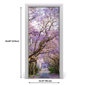 Self adhesive Door wrap removable Peel & Stick Landscapes The jakaranda path - Picture 1 of 6