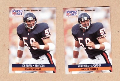 2 Ron Rivera 1991 Pro Set Spanish cards #25 Chicago Bears  Mint  - Image 1 of 2
