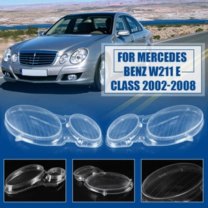 Pair Headlight Lens Cover Cap For Mercedes-Benz E Class W211 E300 E320 2002-2008 - Picture 1 of 6