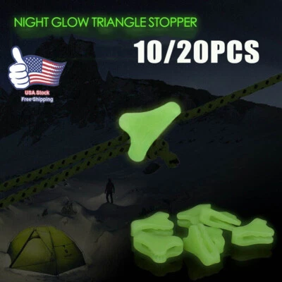 10/20x Fluorescence Camping Tent Awning Tensioners Paracord Wind Rope Buckle USA - Image 1 of 4