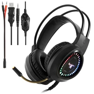 Wired Gaming Headphones with Microphone Over The Ear 3.5mm Headphones with Mi... - Picture 1 of 9