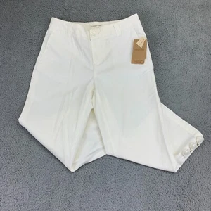 New Coldwater Creek Pants Womens 6 White Mid-Rise Straight Cropped Leg Stretch - Picture 1 of 13