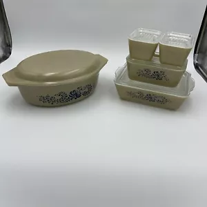 Vintage PYREX 10 Piece Homestead Fridge/casserole Dish Set of 5 w/ Lids READ - Picture 1 of 24