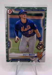 2021 Bowman Brett Baty Green Camo Prospect - BP-67 New York Mets - Picture 1 of 2