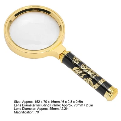 7X Magnifying Glass 70mm Vintage Handheld Magnifier For Reading Household Us SLK - Image 1 of 4