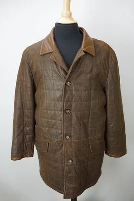 Lamatta Brown Quilted Napa Leather Chore Coat Jacket Sz 50 EU 40 US - Image 1 of 4
