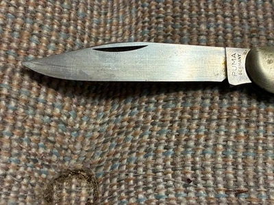 老式彪马型号 536 单刀片折叠口袋刀 不锈钢金属原色 德国 — 第 1/4 张图片