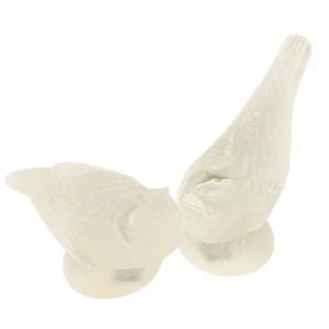 Spatz & Spatz III signiert Desna Böhmen Tschechien Art Deco Glas Kristall Vögel - Bild 1 von 10