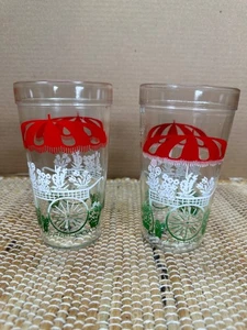 Vintage Set of 2 Flower Cart Glasses by Anchor Hocking Jelly Jars - Picture 1 of 7