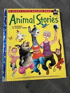 1957 Giant Little Golden Book ANIMAL STORIES "A" 1st Ed blue spine #5006 Nice! - Bild 1 von 10