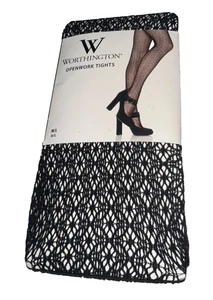 Worthington Openwork Tights BLACK M/L - Picture 1 of 8