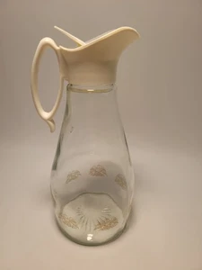 Brocca dispenser sciroppo vetro capanna tronchi vintage oro aquila MCM - Foto 1 di 6