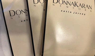 DONNA KARAN~SATIN JERSEY~BLACK SMALL STYLE 268~ALL SHEER PANTYHOSE-LOT 3PAIR NIB - Image 1 of 3