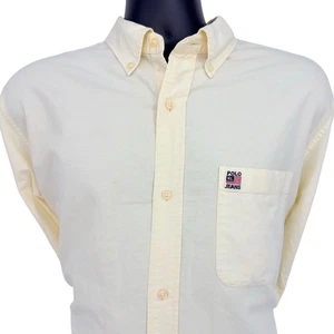 Ralph Lauren Polo Jeans Co Shirt L Butter Yellow Button Down Oxford Vintage Y2K - Picture 1 of 10