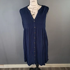Knox Rose Kleid Damen Größe Small Dunkelblau Crinkle Krepp Freizeit Knopfleiste - Bild 1 von 8