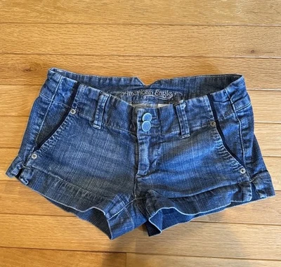 Pantalones Cortos Vintage Y2K/90’s American Eagle Micro Denim Tiro Bajo Talla 0 Foto 1 de 4
