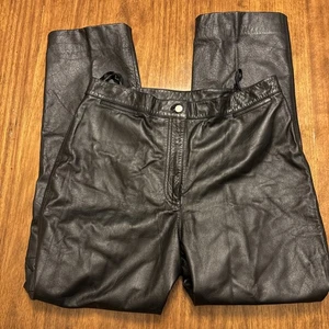Pantaloni Lauren Ralph Lauren taglia 12 neri 100% pelle gamba dritta seduta alta - Foto 1 di 8