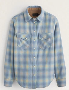 Pendleton Gambler Shirt 100% Virgin Wool Blue Plaid Western Pearl Womens XXS - Picture 1 of 6