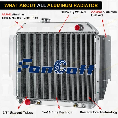 Fit 1979-1991 Ford E100 E150 E250 E350 Econoline 5.0L 5.8L #970 4 Row Radiator - Image 1 of 4