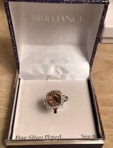 Vintage Fine Silver Plates Brilliance Swarovski Crystal Ring Size 8 - Picture 1 of 5