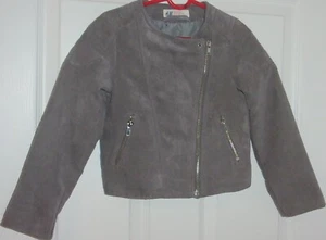 Little Girls 5-6 H&M, grey swede like, stylish jacket wt. heavy duty zipper - Picture 1 of 7