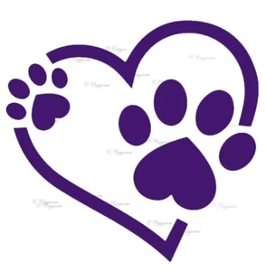 Dog Paw and Heart Decal - Ideal for Car Body Window Bumper, Wall, laptop etc... - Picture 1 of 12