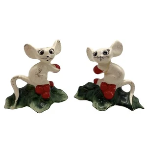(2) Vintage HOLT HOWARD Christmas Mice Candle Climbers Huggers 1950’s Mouse Set - Picture 1 of 10