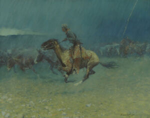 Frederic Remington The Stampede Canvas Print 16 x 20