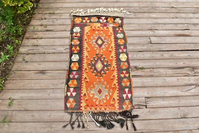 Housse de coussin turque Kilim 22''x42'' tissée à la main Kirsehir Mini Kilim... - Photo 1/4