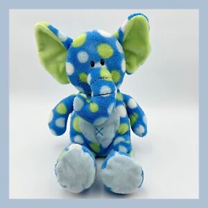❤️First Impressions Blue Elephant w/ Green Polka Dots 15” Plush HTF❤️