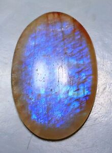 40 CT NATURAL AFRICAN BLUE FIRE CREAMY MOONSTONE OVAL CABOCHON GEMSTONE LM-942