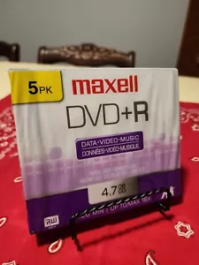 Maxell - DVD+R 4.7 GB 4x - storage media 5 Pack. Brand New, Sealed. 4 Hours Rec - Picture 1 of 9