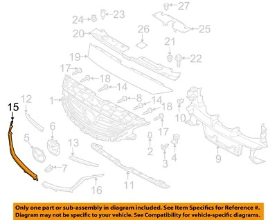 MAZDA OEM 14-17 6 componentes de rejilla de parachoques delantero - moldeado inferior GHP9507J1C Foto 1 de 2