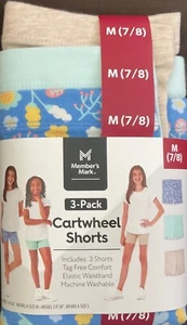 Member's Mark Girls Tagless Elastic 3 Pack Cartwheel Shorts S (7/8) - Picture 1 of 2