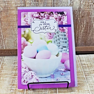 Hallmark Ostern Grußkarte für Schwester lila rosa Eier Liebe - Bild 1 von 10