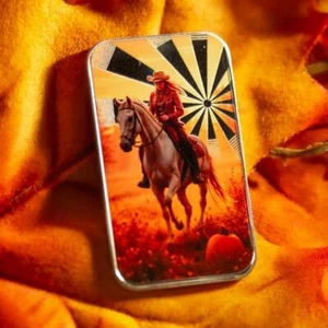 Fall Color Silver Bar - Prairie Harvest Cowgirl - 1 oz .999 Silver Bar - Picture 1 of 4