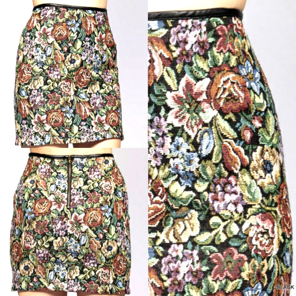 Falda Umgee Talla S M L Negra Floral De Colección Inspirada en Casa de Aguja Para Mujer Foto 1 de 1