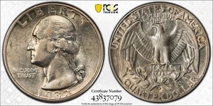 1932-D WASHINGTON Quarter 25c Cents 90% Silver Coin PCGS TRUEVIEW Certified AU53 - Picture 1 of 5