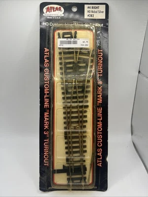Atlas HO Scale #282 Right Turnout Custom Line #4 H0 Nickel Silver - Image 1 of 4