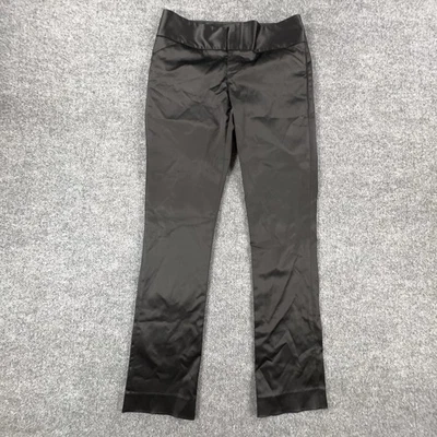 Calça social Alice + Olivia feminina 8 preta perna reta cetim EUA - Imagem 1 de 4