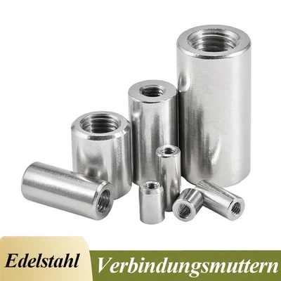 Distanzmuttern Edelstahl Verbindungsmuttern Muffe Gewindehülsen Langmutter A2 - Bild 1 von 4