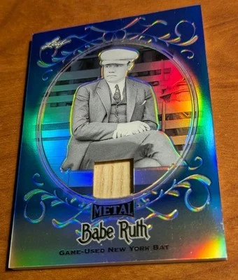 Babe Ruth New York Yankees 2019 Leaf Metal Blue Game Used Bat Card 5/8 LML - Image 1 of 3