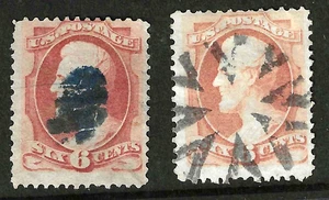 Billete Lincoln de 6 centavos Sc #148/159 azul y V's elegante cancelado 1871-75 EE. UU. 85B45 - Imagen 1 de 4