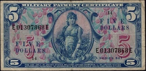 VEREINIGTE STAATEN ZERTIFIKAT 5 DOLLARS MILITARY PAYMENT CERTIFICATE MF133165 - Bild 1 von 2