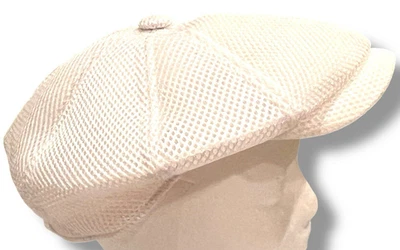 VTG 1970s White Mesh Men's Newsboy Cabbie Flat Hat Cap -Sz 7 3/8 70s Streetwear - Image 1 of 4