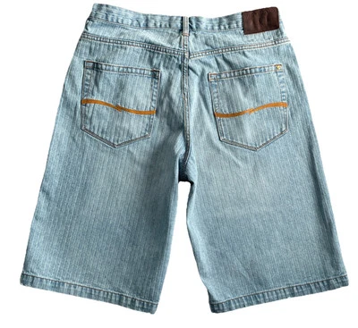 Vintage Phat Farm Jean Shorts Men's 38 Blue Baggy Wide Leg Striped Denim - Image 1 of 4